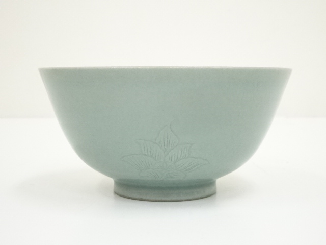 松月窯 金鐘浩造 高麗青磁茶碗（共箱）：リサイクル・アンティーク着物